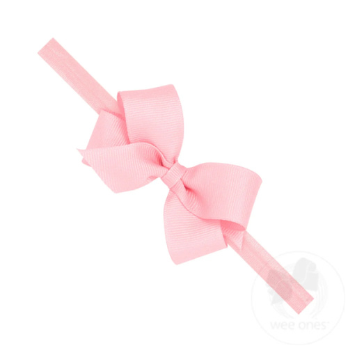 Mini Grosgrain Girls Hair Bow on a Soft Elastic Baby Band - PINK / NEWBORN (0-6 MONTHS) | Wee Ones Hair Bows & Accessories