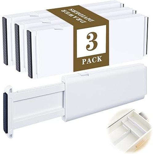 Drawer Dividers for Clothes 4" High 10.9"-18" Expandable Dresser Drawer Organizer Plastic Separators for Kitchen 3 Pack
