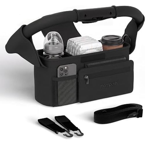 Mompush Universal Stroller Organizer Caddy with Insulated Cup Holder