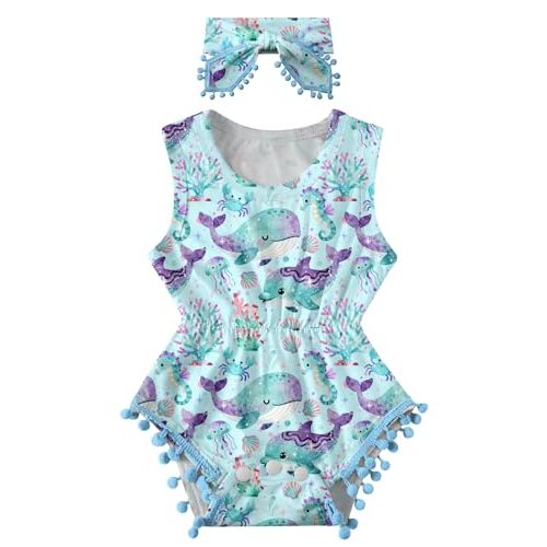 BFUSTYLE Baby Girl Clothes 0-24 Months Outfit Sleeveless Infant Romper Bodysuit with Headband