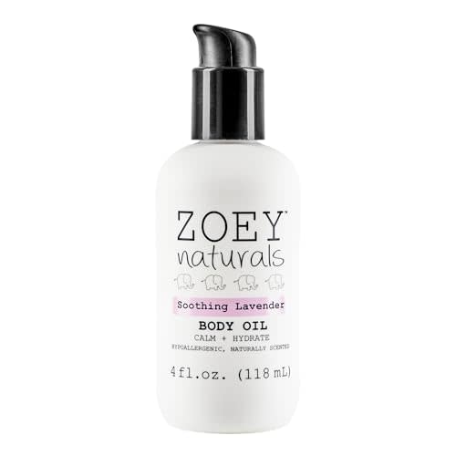Absolutely Natural Zoey Naturals - Soothing Lavender Body Oil for Kids and Babies, Calming, Moisturizing, Hydrating, Made in USA