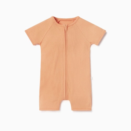 Ribbed Zip Summer Sleepsuit Ribbed Rose / 0 - 3 M