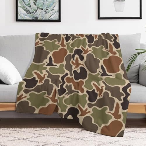 MEIKKO Soft Throw Blanket Duck Hunter Camouflage Lightweight Cozy Warm Blankets for Couch Sofa Bed for Adults Gift 50X60in