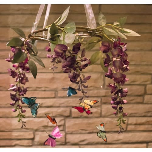 Butterfly Baby Mobile, Wisteria Flower Chandelier, Woodland Nursery Decor