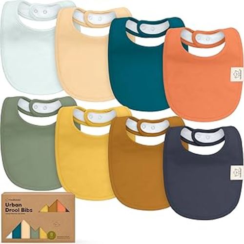 8-Pack Organic Baby Bibs for Boys, Girls - Soft Cotton Drooling and Teething Bibs for Baby Girl & Boy, Extra Absorbent, Easy To Clean & Put On for Toddler, Newborn, Infant 0-24 Months (Eclipse)