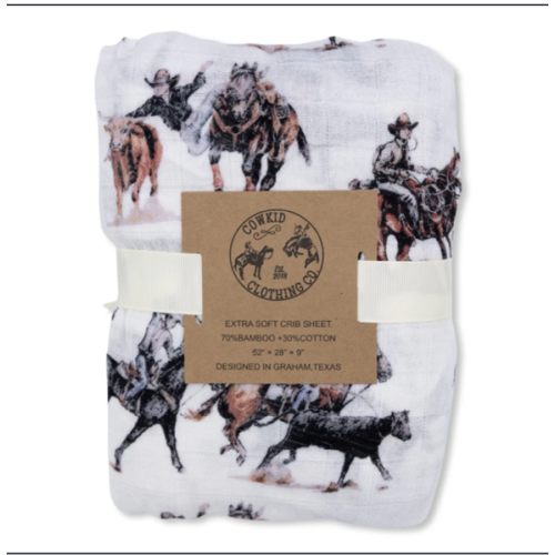 Stop the Clock Bamboo Muslin Crib Sheet – Cowkid Clothing Company