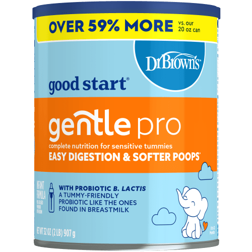 Good Start® | Dr. Brown’s™ Gentle Pro, Baby Formula Powder, For Sensitive Tummies, Easy Digestion and Softer Poops, Infant Formula with Probiotics, DHA, Non-GMO, 32 Ounce