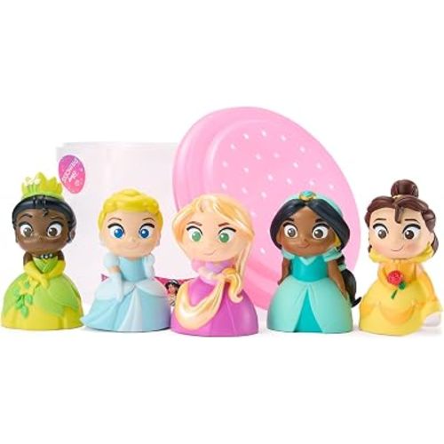 Disney Store Official Disney Princess Bath Toys Set - Includes 5 Detailed Toys with a Straining Storage Bucket - Bath Time Fun & Water Play Set for Kids
