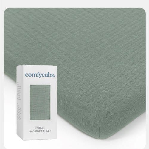 Comfy Cubs Muslin Fitted Bassinet Crib Sheet - Extra Soft & Breathable