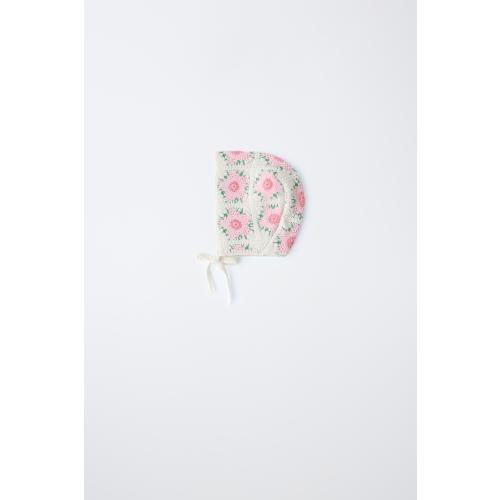 CROCHET FLOWER BONNET - Ecru | ZARA United States