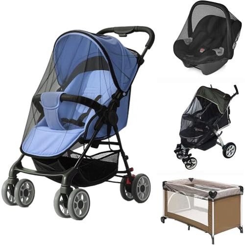 South to East Breathable Mosquito Net for Stroller with Drawstring, Black