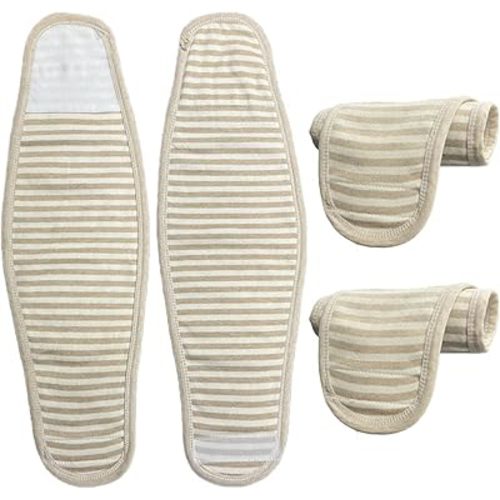 Topwon Umbilical Cord Cover for Newborn Baby Belly Button Band, 4 Pack Cotton Belly Binder Hernia Care Navel Truss Wrap New Born Must Have Shower Gift