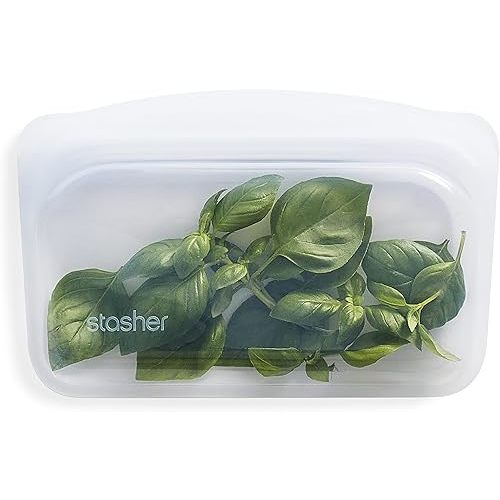 Stasher Platinum Silicone Food Grade Reusable Storage Bag, Clear (Snack) | Reduce Single-Use Plastic | Cook, Store, Sous Vide, or Freeze | Leakproof, Dishwasher-Safe, Eco-friendly | 12 Oz