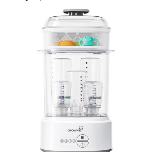 GROWNSY Bottle Sterilizer and Dryer, Compact Electric Steam Baby Bottle Sterilizer (Esterilizador de Biberones), Bottle Sanitizer for Baby Bottles, Pacifiers, Pump Parts
