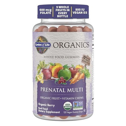 Prenatal Gummies Multivitamin with Vitamin D3, B6, B12, C & Folate for Healthy Fetal Development – Garden of Life mykind Organics – Organic, Non-GMO, Gluten-Free, Vegan, Berry Flavor, 30 Day Supply