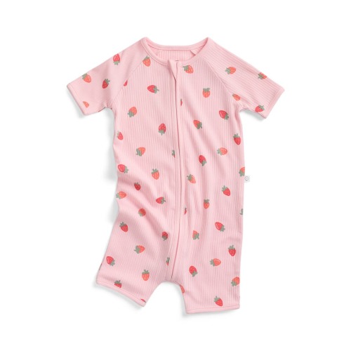 Printed Ribbed Summer Zip-Up Sleepsuit