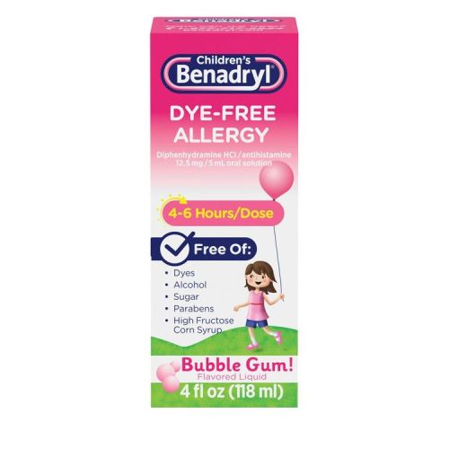Children's Benadryl Dye-Free Diphenhydramine Allergy Liquid - Bubble Gum - 4 fl oz