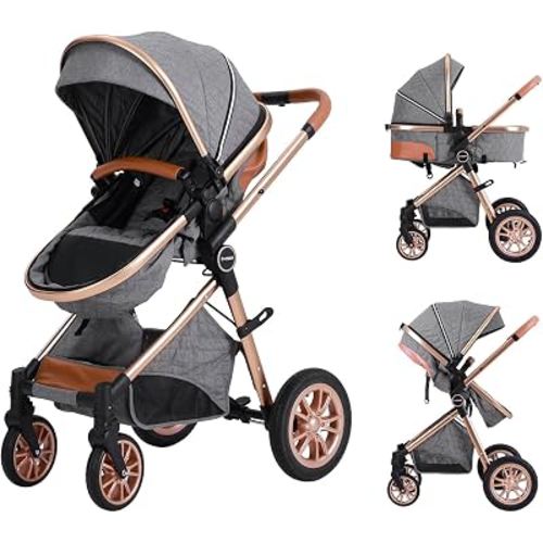 Cochildor DuraFlex 2 in 1 Baby Stroller, Foldable Travel Stroller | Infant Stroller for Newborn to Toddler, Compact Stroller with Reversible Seat, All-Terrain Wheels, UPF 50+ Canopy, Gary