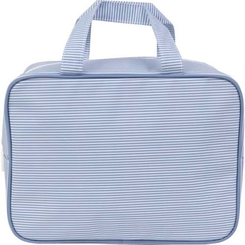 The Take It Tote, Navy Mini Stripe - Apple of My Isla | Maisonette