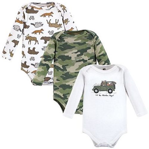 Hudson Baby Infant Boy Cotton Long-Sleeve Bodysuits, Animal Adventure 3-Pack