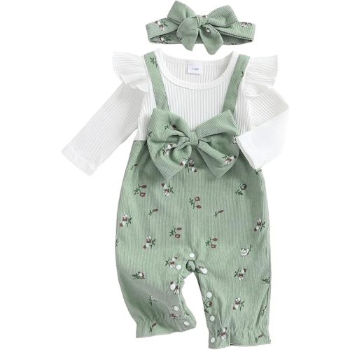 YINGISFITM Newborn Baby Girl Clothes Long Sleeve Romper One Piece Jumpsuit Fall Winter Infant Outfits 0 3 6 9 12 18 Months