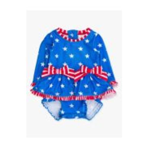 Long Sleeve One Piece Bow Peplum Rash Guard Swimsuit, with Signature Rear Ruffles