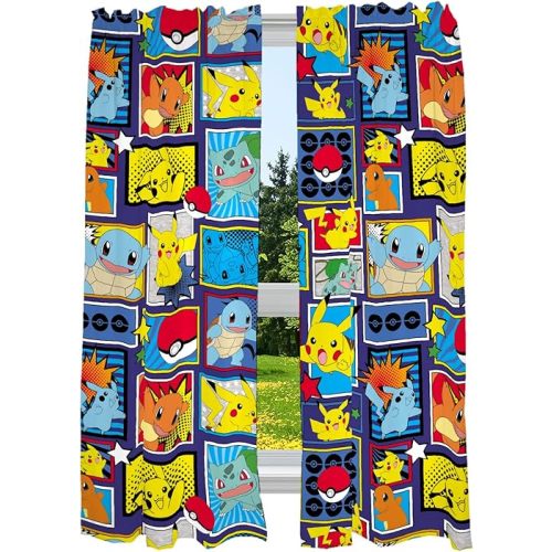 Pokémon Kids Room Window Curtains Drapes Set, 82 x 63 in, (Officially Licensed Product) by Franco