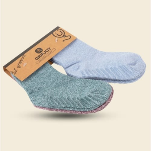 Toddler Grip Socks Crew 4-Pack, Mix Heather Green – Gripjoy Socks