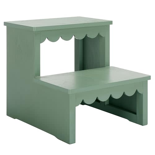 SAFAVIEH Home Collection Haven Sage Green 2-Stair Step Stool for Adults & Kids in Kitchen, Bedroom, Bathroom (Fully Assembled)