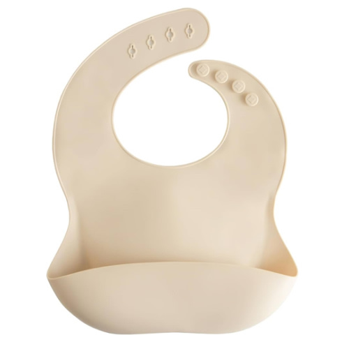 mushie Silicone Baby Bib | Adjustable Fit Waterproof Bibs (Shifting Sand)
