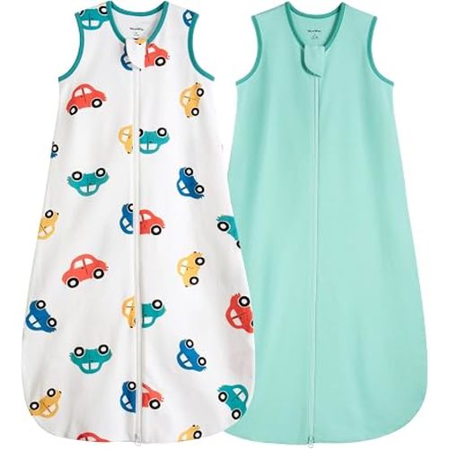 Baby Sleep Sack 12-18 Months 100% Cotton 1.0 Tog 2-Way Zip 2 Pack
