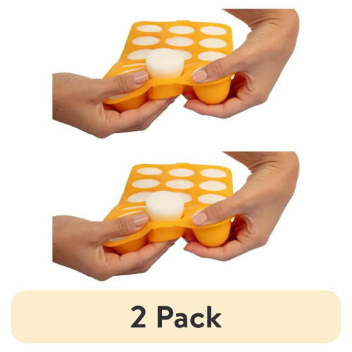 (2 pack) Silicone Baby Reusable Food Storage Tray (2 Pack) - Pop Out 1oz Portion Silicone Stackable Freezer Tray, Snap-on Lid, Non Toxic BPA & PVC Free, Dishwasher &Microwave Safe, Healthy Meal Prep, Gift