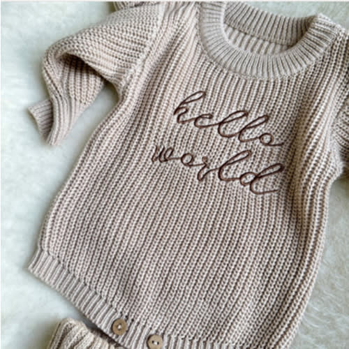 Hello World Chunky Knit Romper Bundle