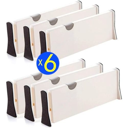 Ormeli Drawer Dividers Expandable Adjustable Dresser Drawer Organizers Divider for Clothes, Silverware and Utensils fit Kitchen, Bedroom, Bookcase, Baby Drawer with Instructions