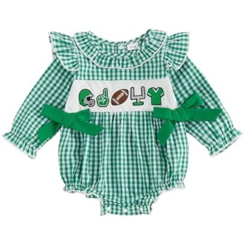 MoZiKQin Baby Girl Thanksgiving Outfit Turkey Bubble Romper Long Sleeve Doll Collar Plaid Jumpsuit Boutique Fall Clothes