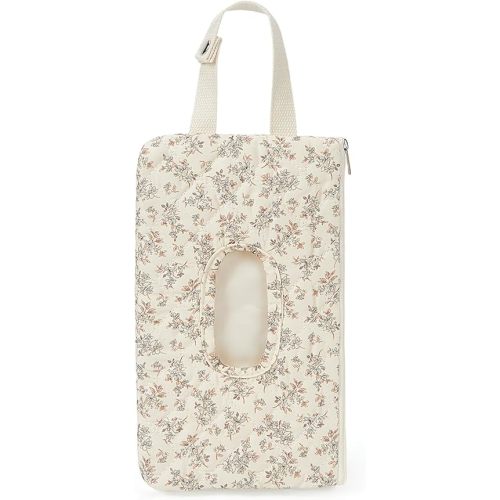 Quilted Baby Wipe Holder Quilted Wipe Pouch Portable Hanging Floral Wet Wipes Bag for Car, Stroller