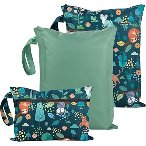 Wet Bag for Swimsuit - 2 Pack Waterproof Wet Dry Bag for Clothes - Baby Diaper Bag - Travel Laundry Daycare Bags - Baby Beach Essentials - Bogg Bag Accessories