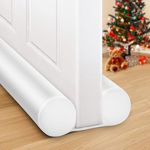 MAXTID Under Door Draft Stopper White 32Inch, Weather Stripping Door Seal, Door Sweep for Exterior & Interior Doors Door Bottom Seal Dust and Noise Insulation Large Door Draft Guard of Doors Blocker