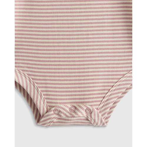 Softest Rib Long Sleeve Bodysuit in Lilac Stripe