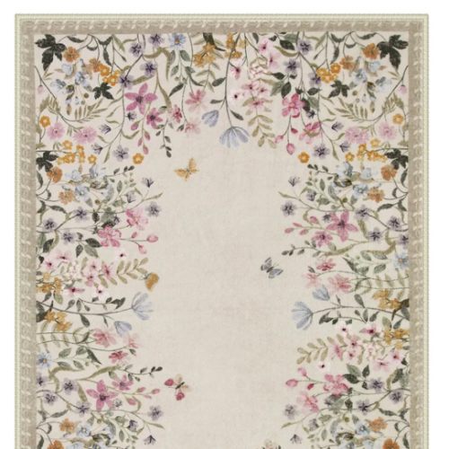 Solene Modern Blooming Floral Garden Beige Area Rug - Lahome