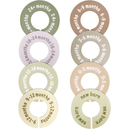 8pcs Baby Closet Size Dividers, Plastic Baby Closet Organizer Age Hanger Double-Sided Design Nursery Clothes Wardrobe for Newborn to 24 Month Kid Decor Accessories