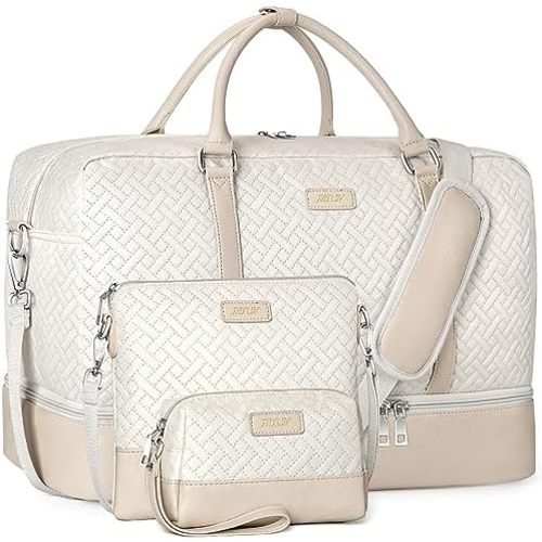 IBFUN Weekender Bags for Women, 21" Weekender Travel Bag, Travel Duffle Bag with Shoe Compartment Carry on Overnight Duffel Bag for Weekend Travel Business Trip, 3PCS