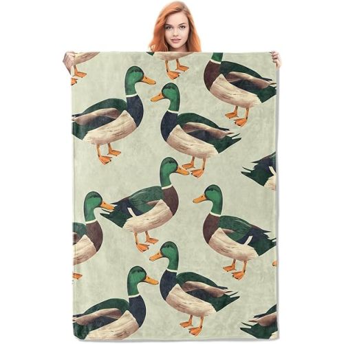 Cute Wild Duck Blanket Gifts for Adults Kids Girls Boys Soft Warm Lightweight Cozy Flannel Animal Duck Throw Blankets for Bed Sofa Couch Living Room Decor 50x40in