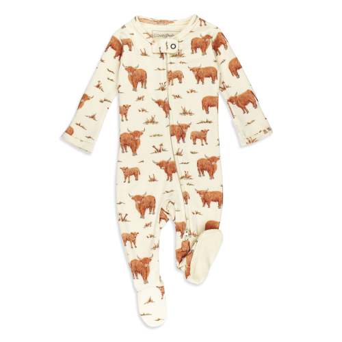 Highland Cow | Organic Zipper Footie – L'ovedbaby - 6-9 months