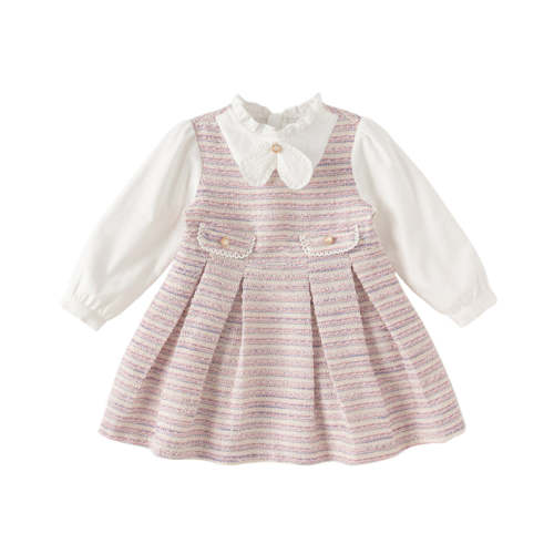 Dave&Bella Toddler Girls Purple Striped Princess Dress