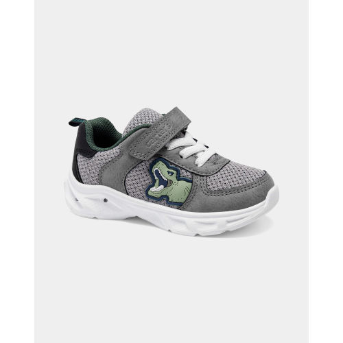 Toddler Boy Light-Up Dinosaur Athletic Sneakers - Grey/White | Carter's