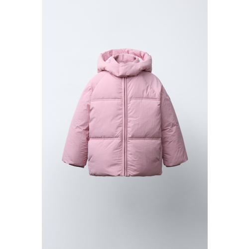 WATER REPELLENT HOODED PUFFER JACKET - Pink | ZARA United States