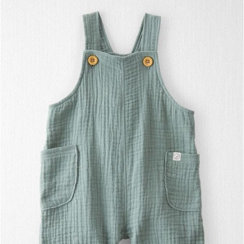 Baby Organic Cotton Gauze Shortalls in Green - Little Planet | Carter's