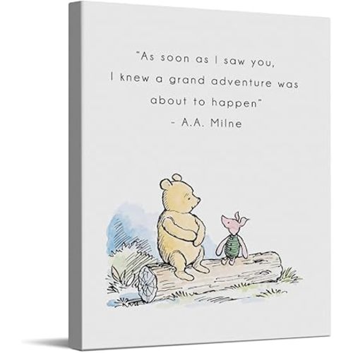 CYFDYVT Classic the Pooh Bear Nursery art prints Gender Neutral Nursery the Pooh Bear inspirational quotes Wall Art new baby gift Nursery Wall Decor for Kid's room 8x10 inch Ready to Hang