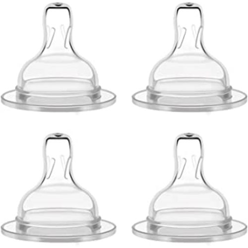 Maymom Silicone Nipple Slow Flow, 4pc; Compatible with Spectra/Motif Luna/Maymom Widemouth Bottles